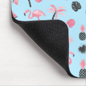 Tropisch patroon roze en blauwe zomer muismat (Hoek)