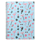 Tropisch patroon roze en blauwe zomer notitieboek (Voorkant)