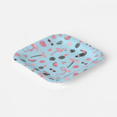 Tropisch patroon roze en blauwe zomer papieren bordje (Gebogen)