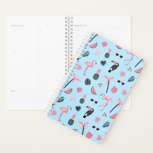 Tropisch patroon roze en blauwe zomer planner (Display)