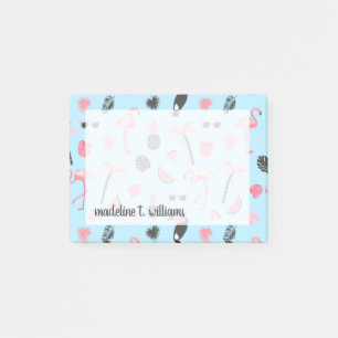 Tropisch patroon roze en blauwe zomer post-it® notes