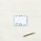 Tropisch patroon roze en blauwe zomer post-it® notes (Op bureau)