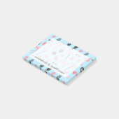 Tropisch patroon roze en blauwe zomer post-it® notes (Schuin)