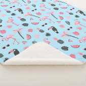 Tropisch patroon roze en blauwe zomer sherpa deken (3/4)