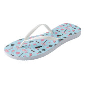 Tropisch patroon roze en blauwe zomer teenslippers (Schuin)