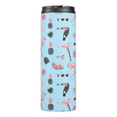 Tropisch patroon roze en blauwe zomer thermosbeker (Achterkant)