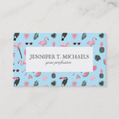 Tropisch patroon roze en blauwe zomer visitekaartje (Voorkant)