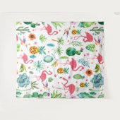 Tropisch patroon roze flamingo's & bloemen wandkleed (Voorkant (horizontaal))