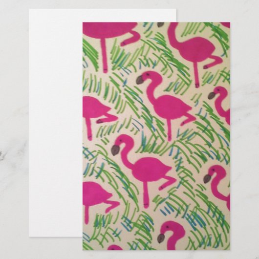 Tropisch patroon roze flamingos briefpapier (Voorkant / Achterkant)