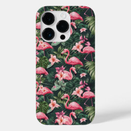 Tropisch patroon roze flamingos Case-Mate iPhone 14 pro hoesje