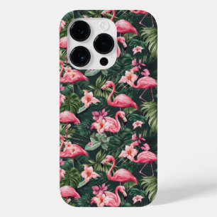 Tropisch patroon roze flamingos Case-Mate iPhone 14 pro hoesje
