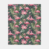 Tropisch patroon roze flamingos fleece deken (Voorkant)