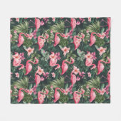 Tropisch patroon roze flamingos fleece deken (Voorkant (Horizontaal))