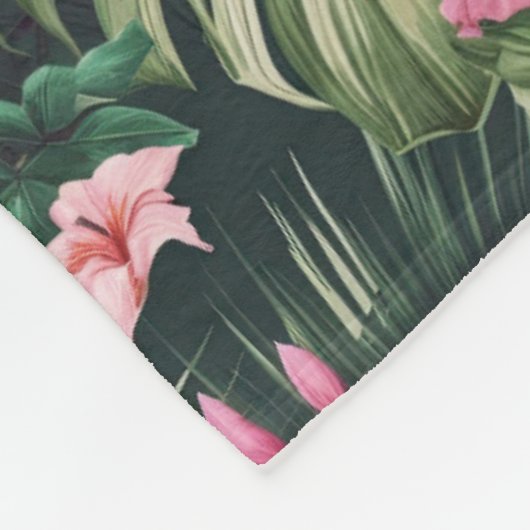 Tropisch patroon roze flamingos fleece deken (Hoek)