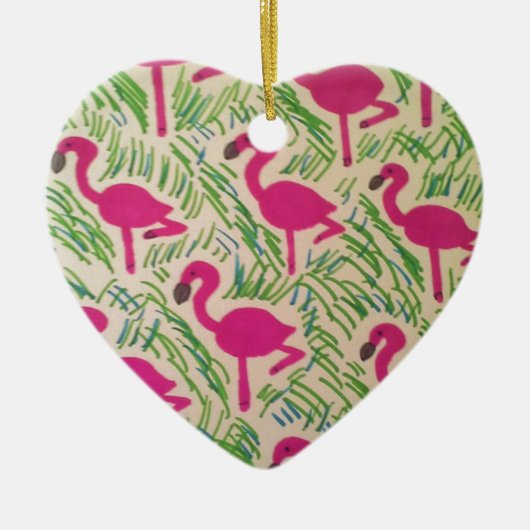 Tropisch patroon roze flamingos keramisch ornament (Voorkant)