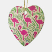 Tropisch patroon roze flamingos keramisch ornament (Links)