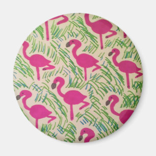 Tropisch patroon roze flamingos magneet