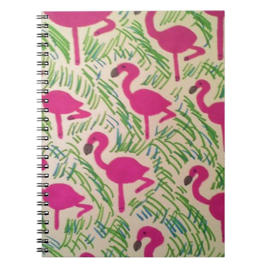 Tropisch patroon roze flamingos notitieboek (Voorkant)