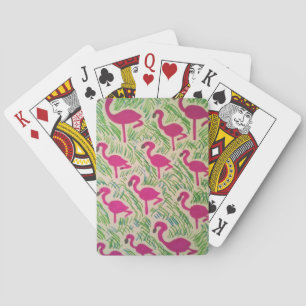 Tropisch patroon roze flamingos pokerkaarten