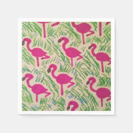 Tropisch patroon roze flamingos servet