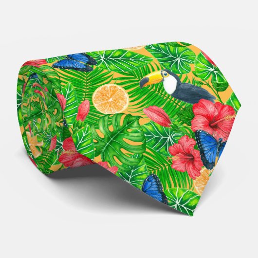 Tropisch patroon stropdas (Opgerold)