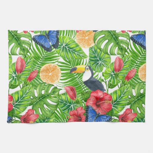 Tropisch patroon theedoek (Horizontaal)