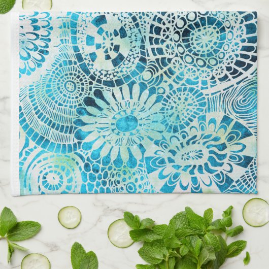 tropisch patroon van de partij Urchin en Opihi Theedoek (Gevouwen)