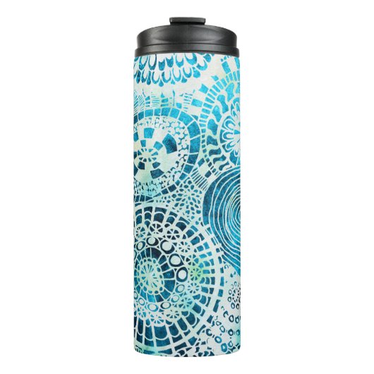 tropisch patroon van de partij Urchin en Opihi Thermosbeker (Voorkant)