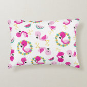 Tropisch patroon, vlamingos, watermeloenen, bloeme accent kussen (Voorkant)