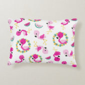 Tropisch patroon, vlamingos, watermeloenen, bloeme accent kussen (Achterkant)