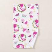 Tropisch patroon, vlamingos, watermeloenen, bloeme bad handdoek (Handdoek)