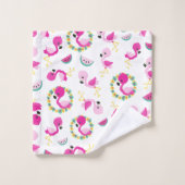 Tropisch patroon, vlamingos, watermeloenen, bloeme bad handdoek (Wasdoekje)