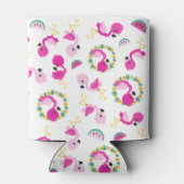 Tropisch patroon, vlamingos, watermeloenen, bloeme blikjeskoeler (Achterkant)