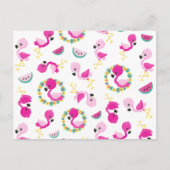 Tropisch patroon, vlamingos, watermeloenen, bloeme briefkaart (Voorkant)