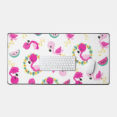 Tropisch patroon, vlamingos, watermeloenen, bloeme bureaumat (Keyboard & Muis)