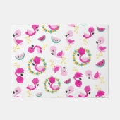 Tropisch patroon, vlamingos, watermeloenen, bloeme deurmat (Voorkant)