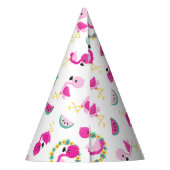 Tropisch patroon, vlamingos, watermeloenen, bloeme feesthoedjes (Achterkant)