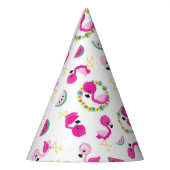 Tropisch patroon, vlamingos, watermeloenen, bloeme feesthoedjes (Links)