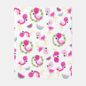 Tropisch patroon, vlamingos, watermeloenen, bloeme fleece deken (Voorkant)
