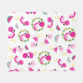 Tropisch patroon, vlamingos, watermeloenen, bloeme fleece deken (Voorkant (Horizontaal))