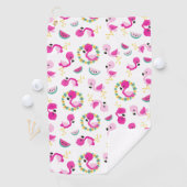 Tropisch patroon, vlamingos, watermeloenen, bloeme golfhanddoek (Insitu)