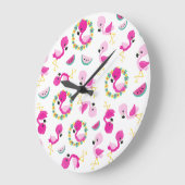 Tropisch patroon, vlamingos, watermeloenen, bloeme grote klok (Hoek)