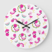 Tropisch patroon, vlamingos, watermeloenen, bloeme grote klok (Voorkant)