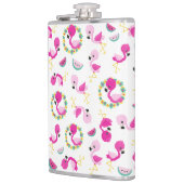 Tropisch patroon, vlamingos, watermeloenen, bloeme heupfles (Links)