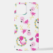 Tropisch patroon, vlamingos, watermeloenen, bloeme iPhone hoesje (Achterkant)