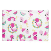 Tropisch patroon, vlamingos, watermeloenen, bloeme kussensloop (Achterkant)