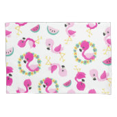 Tropisch patroon, vlamingos, watermeloenen, bloeme kussensloop (Voorkant)