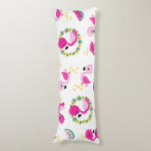 Tropisch patroon, vlamingos, watermeloenen, bloeme lichaamskussen (Voorkant Verticaal)