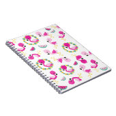 Tropisch patroon, vlamingos, watermeloenen, bloeme notitieboek (Rechterzijde)