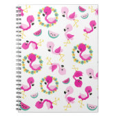 Tropisch patroon, vlamingos, watermeloenen, bloeme notitieboek (Voorkant)
